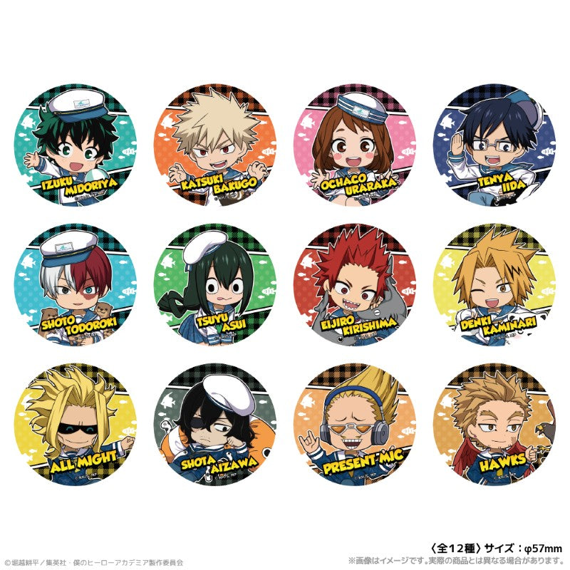 (1BOX=12)(Goods - Badge) My Hero Academia Chibi Button Badge Together with Sea Creatures PLUS ULTRA