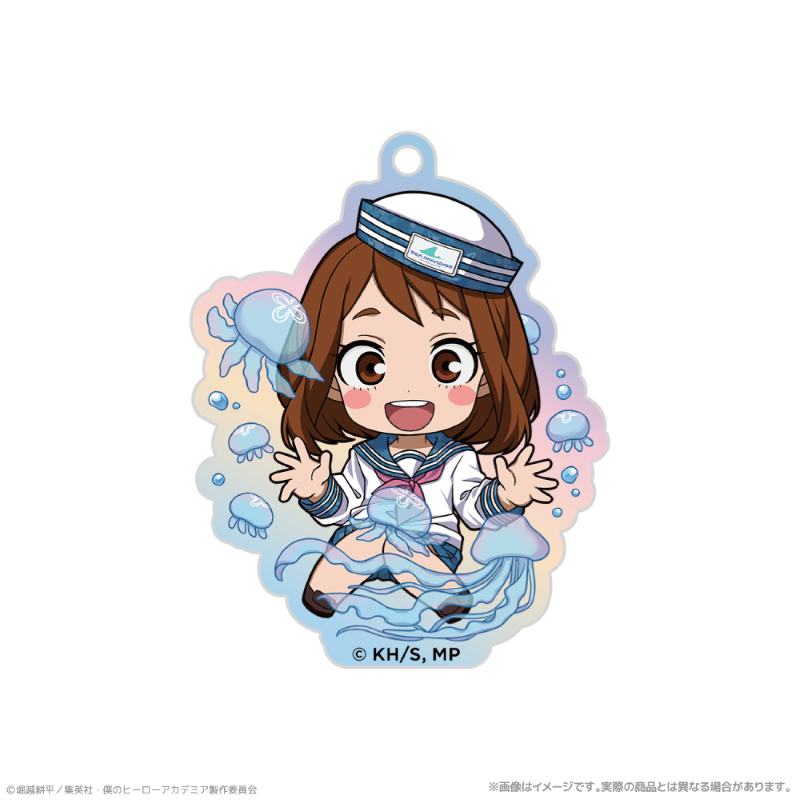 (Goods - Keychain) My Hero Academia Iridescent Acrylic Keychain_Ochako Uraraka Together with Sea Creatures PLUS ULTRA