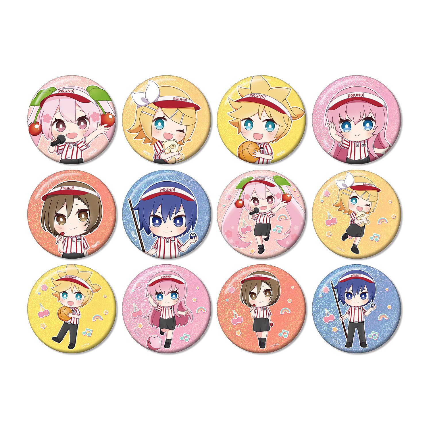 (1BOX=12)(Goods - Badge) Sakura Miku Trading Chibi Holographic Button Badge