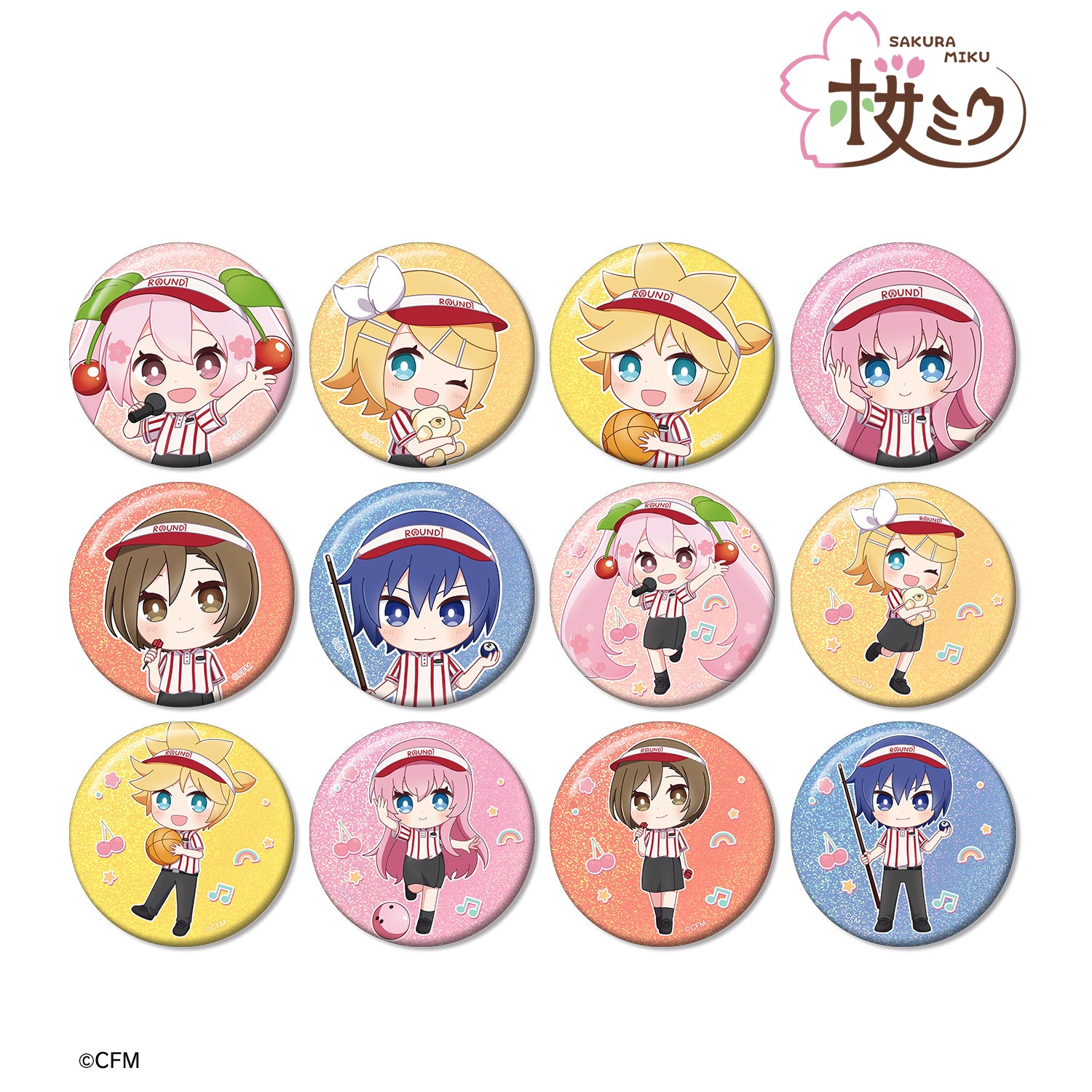 (1BOX=12)(Goods - Badge) Sakura Miku Trading Chibi Holographic Button Badge