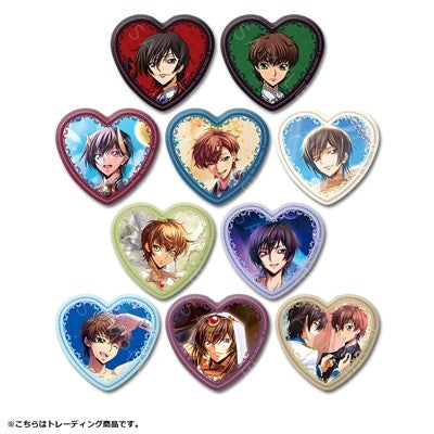 (1BOX=10)(Goods - Badge) CODE GEASS Lelouch of the Rebellion Heart-shaped Button Badge (10 Types Trading) (animate Advance Sales)