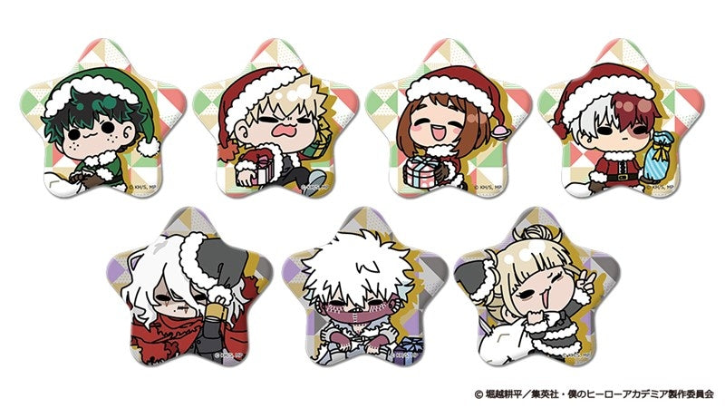 (1BOX=7)(Goods - Badge) My Hero Academia Christmas mochocho Trading Star Shaped Button Badge (7 Types)