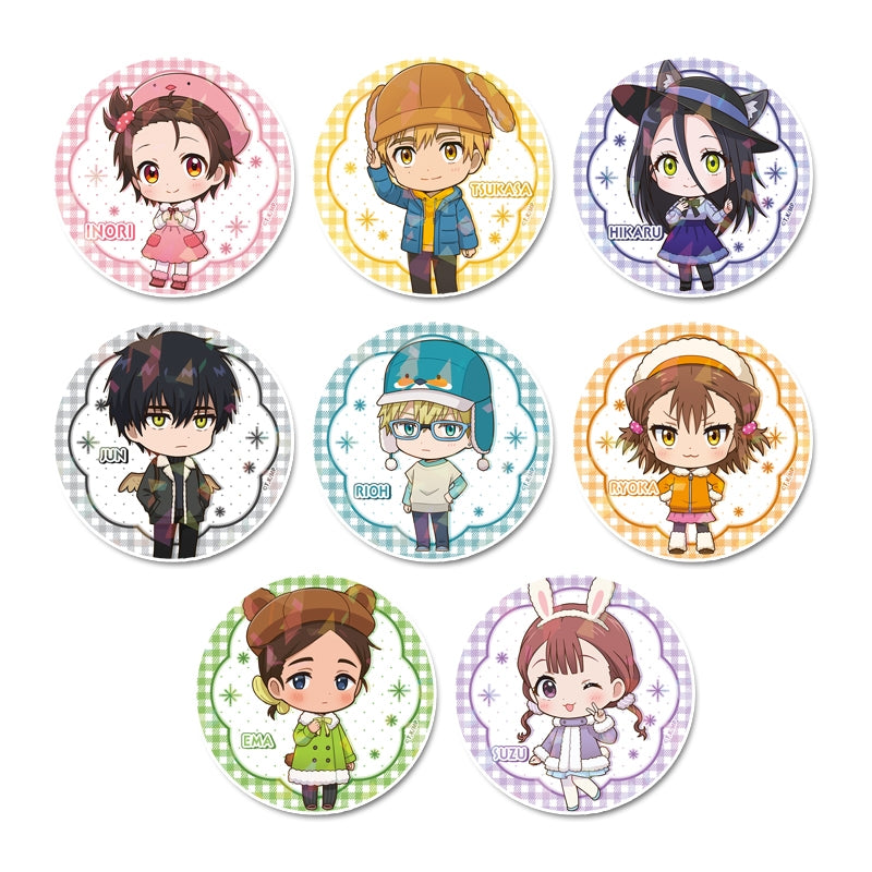 (1BOX=8)(Goods - Badge) Medalist PuchiChoco Trading Holographic Button Badge Fluffy Animal ver.