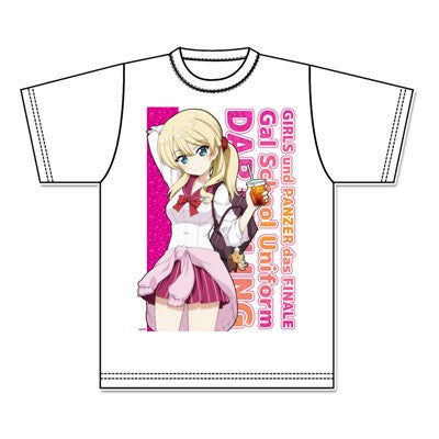 (Goods - Shirt) Girls und Panzer das Finale feat. Exclusive Art Graphic T-shirt (Darjeeling) Gyaru School Uniform ver.