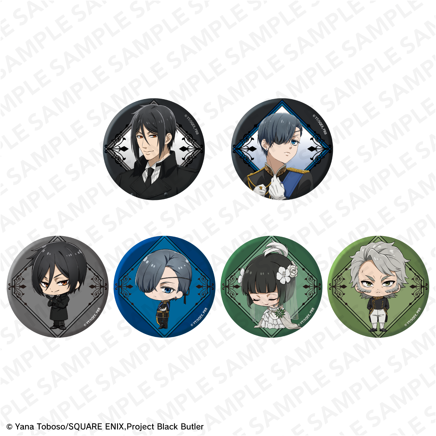 (1BOX=6)(Goods - Badge) Black Butler Emerald Witch Arc Anime Series Tradable Tin Badge PACK