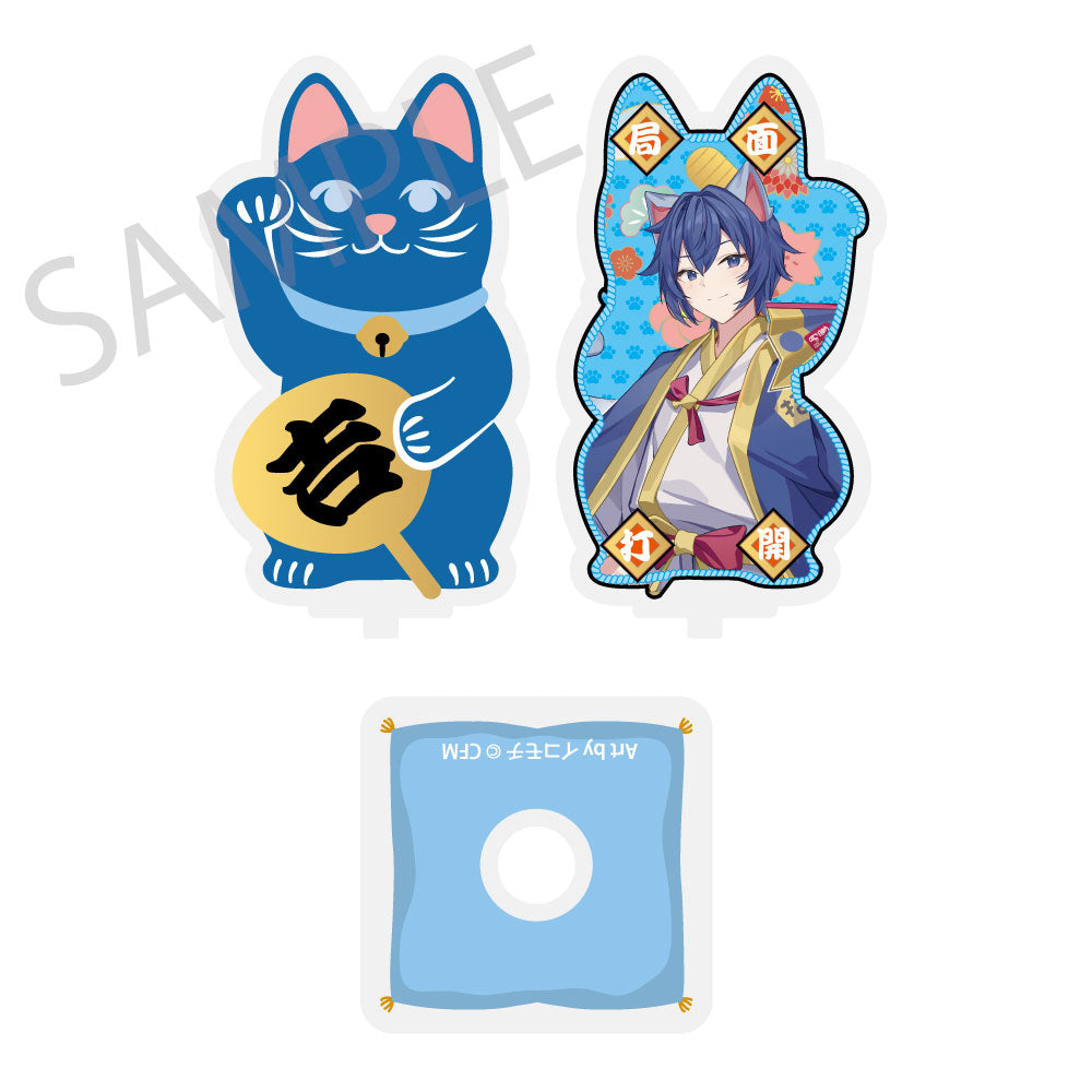(Goods - Acrylic Stand) Hatsune Miku x Lucky Cat x Midsummer Kumagaya Spinning Die-cut Acrylic Stand KAITO Art by Icomochi