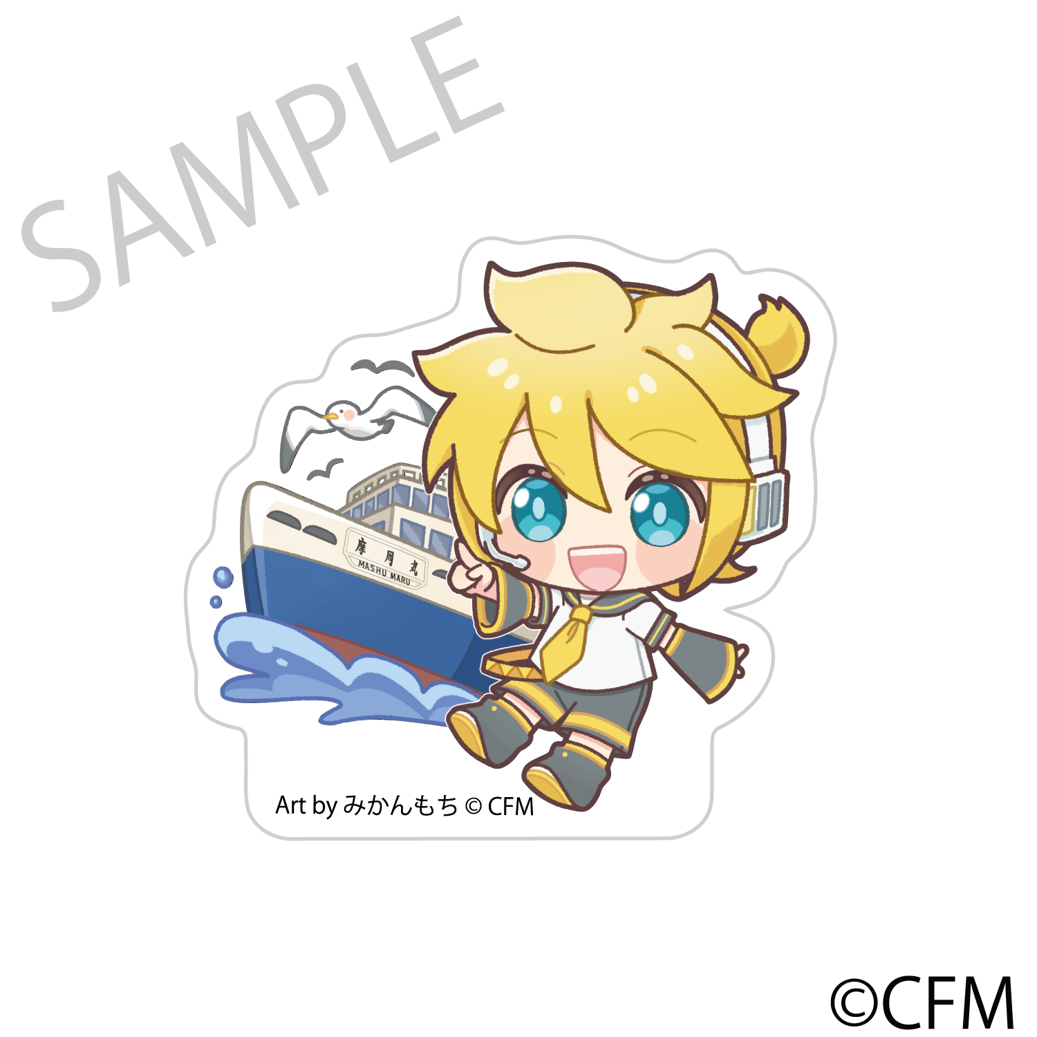 (Goods - Acrylic Stand) Sakura Miku × Hirohako Ultra-Thick Acrylic Chibi Characters Hakodate 2025 Kagamine Len - Art by Mikanmochi