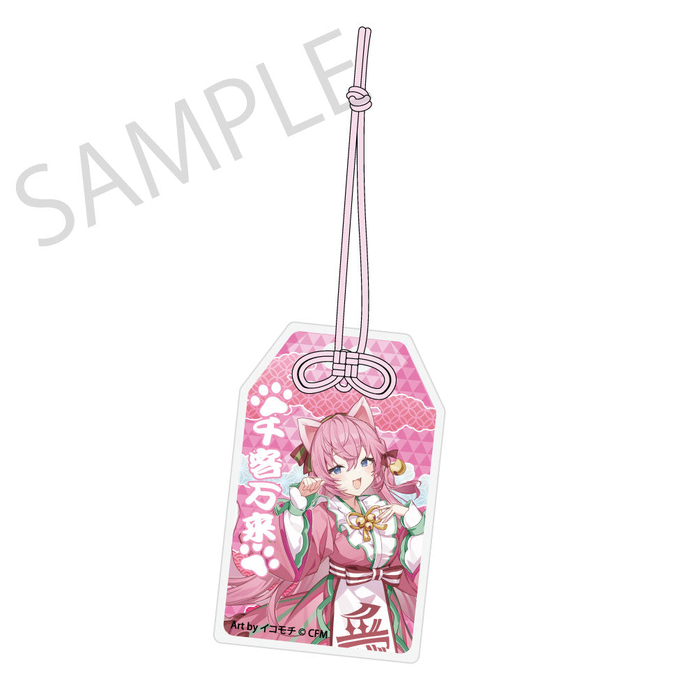 (Goods - Keychain) Hatsune Miku x Lucky Cat x Midsummer Kumagaya Omamori Charm-style Acrylic Tag Megurine Luka Art by Icomochi