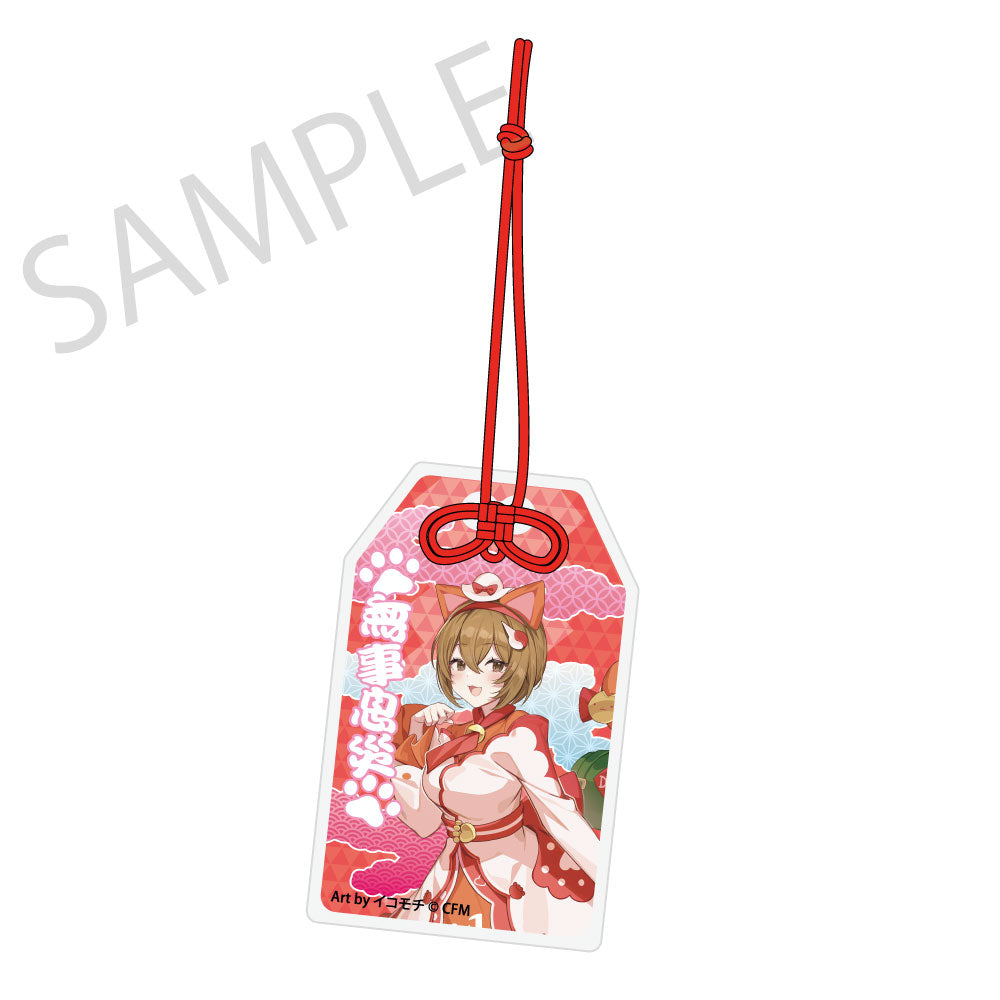(Goods - Keychain) Hatsune Miku x Lucky Cat x Midsummer Kumagaya Omamori Charm-style Acrylic Tag MEIKO Art by Icomochi