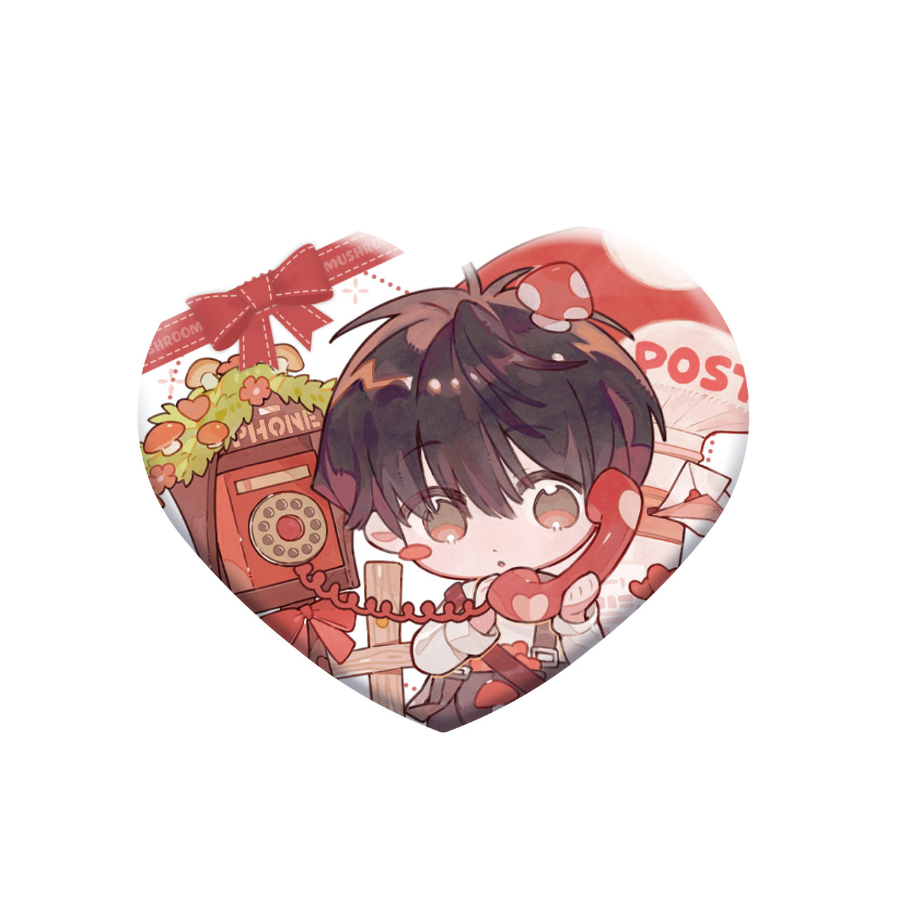 (Goods - Badge) Little Mushroom Valentine's Series Heart Signal Heart-Shaped Button Badge Set