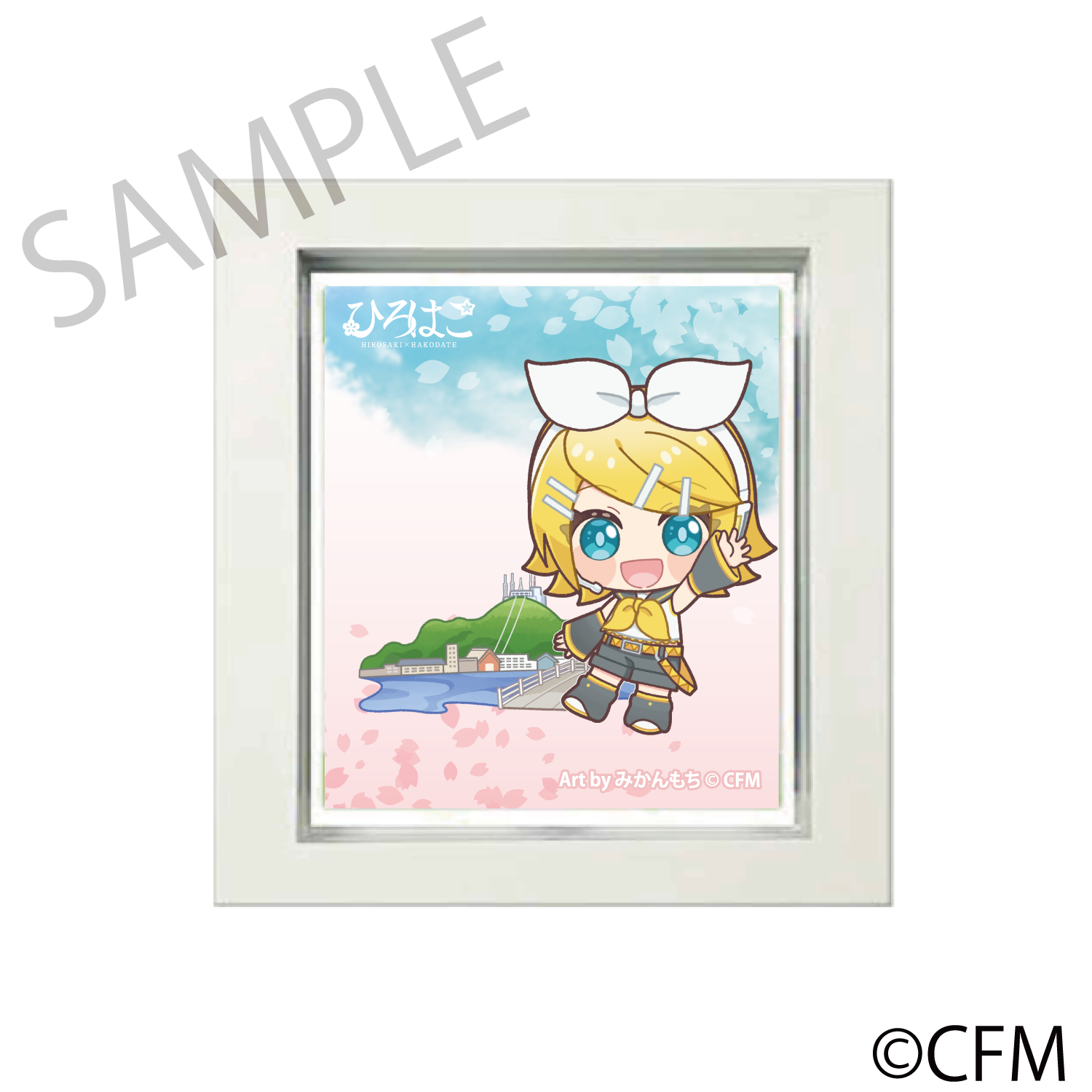 (Goods - Magnet) Sakura Miku × Hirohako Frame Magnet Hakodate 2025 Kagamine Rin - Art by Mikanmochi