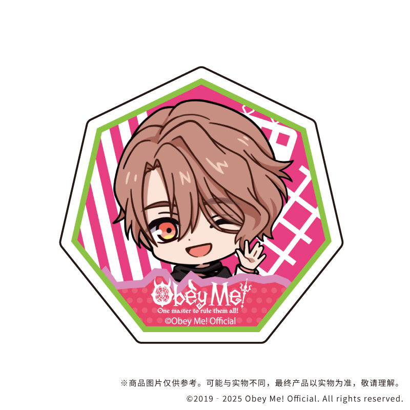 (1BOX=7)(Goods - Badge) Character Acrylic Badge Obey Me! 01 / Playing Trains ver. Complete BOX (7 Types Total)(Chibi Art)