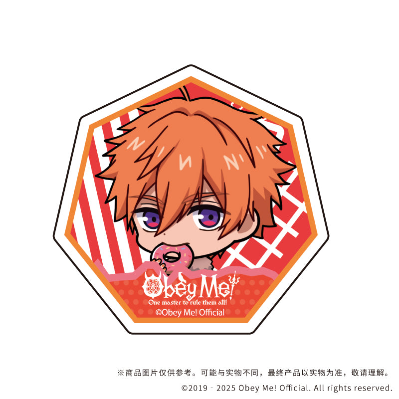 (1BOX=7)(Goods - Badge) Character Acrylic Badge Obey Me! 01 / Playing Trains ver. Complete BOX (7 Types Total)(Chibi Art)