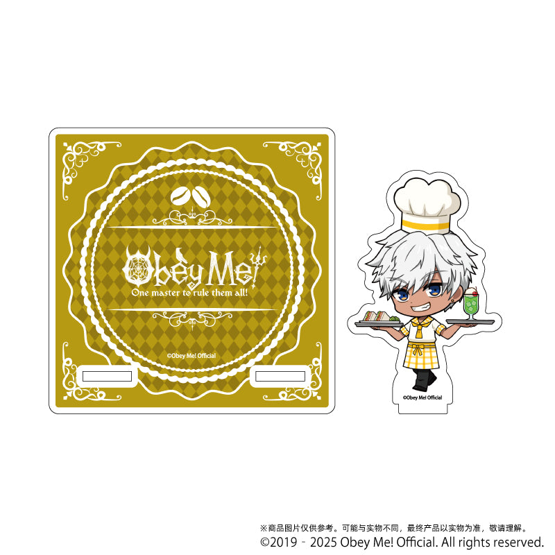(Goods - Coaster) Acrylic Coaster Stand Obey Me! 04 / Mammon Cafe ver. (Chibi Art)