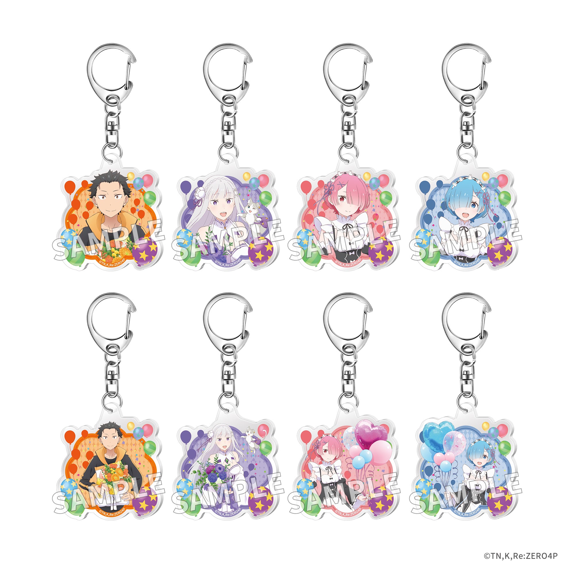 (1BOX=8)(Goods - Keychain) Re:ZERO -Starting Life in Another World- Trading Acrylic Keychain Flower & Balloon ver. PACK