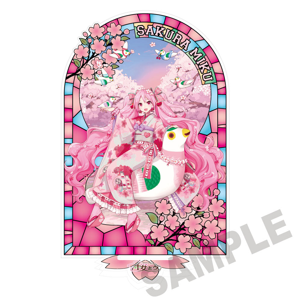 (Goods - Acrylic Stand) Sakura Miku x Hirosaki Sakura Festival 2026 Stained Glass-Style Finish Acrylic Stand - Art by iXima