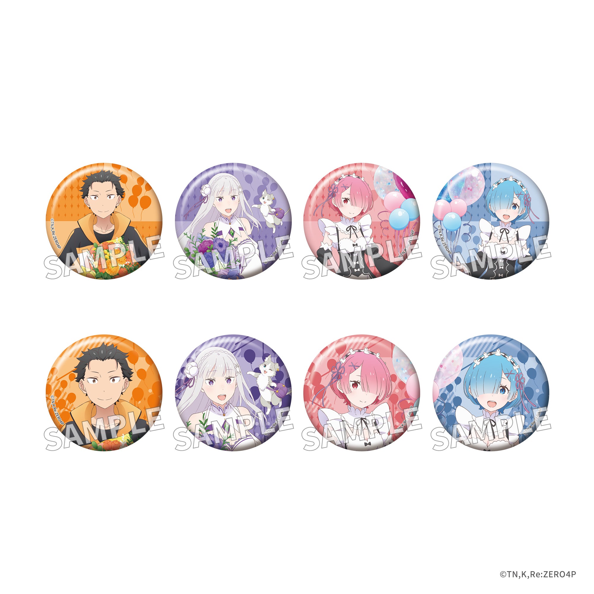 (1BOX=8)(Goods - Badge) Re:ZERO -Starting Life in Another World- Trading Tin Badge Flower & Balloon ver. PACK