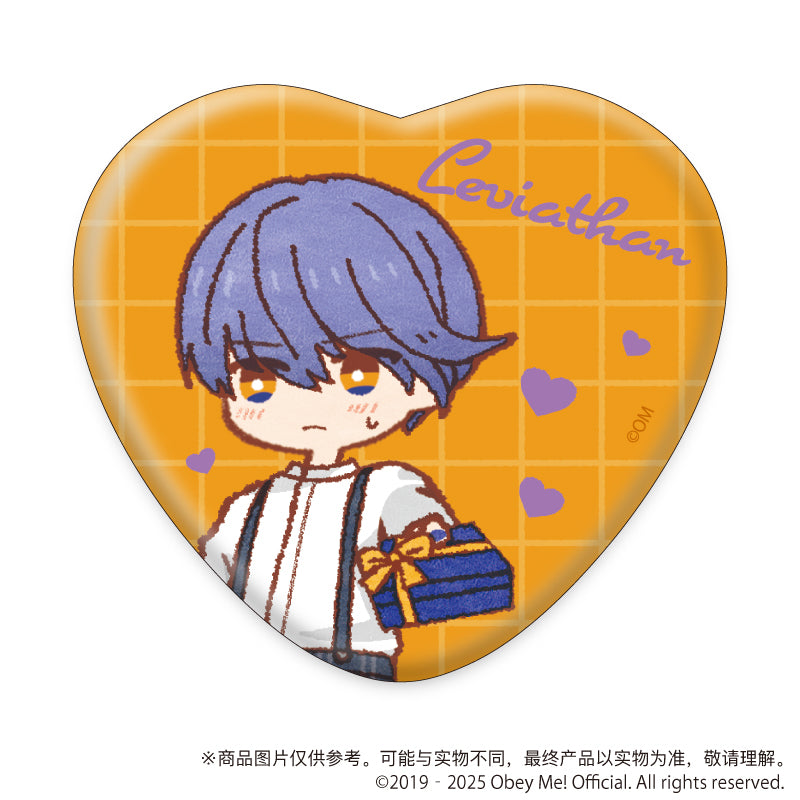 (1BOX=7)(Goods - Badge) Obey Me! Nightbringer Heart-shaped Button Badge 01 White Day ver. (Retro Art)