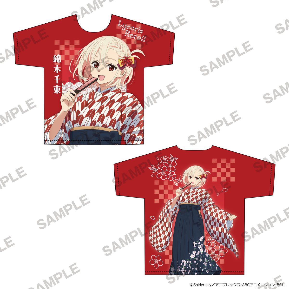 (Goods - Shirt) Lycoris Recoil TV Anime Series Full Graphic T-Shirt Japanese-Modern Style Ver. - Chisato Nishikigi