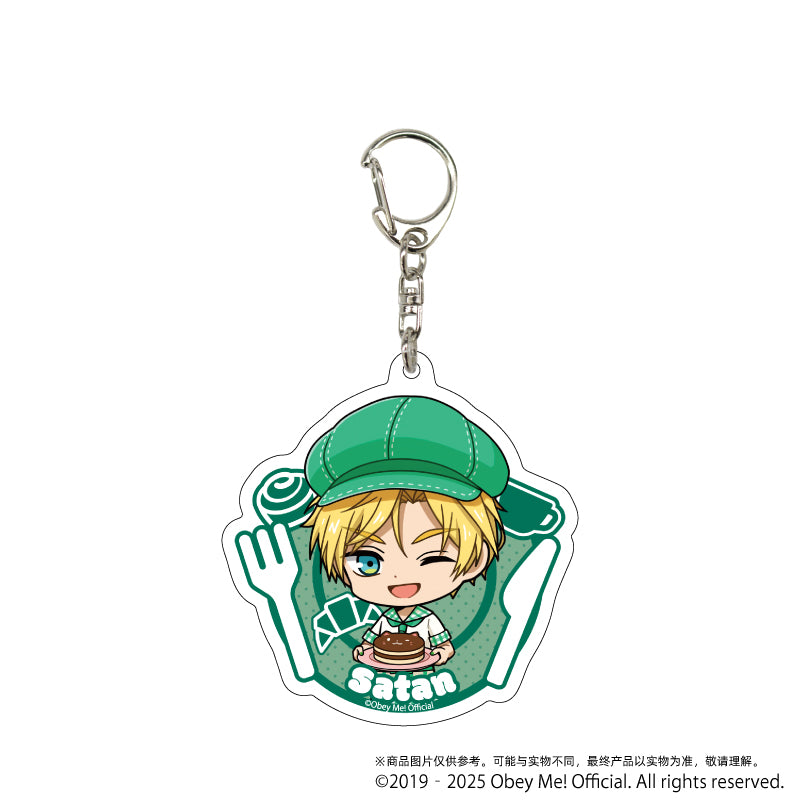(1BOX=7)(Goods - Key Chain) Acrylic Key Chain Obey Me! 10 / Cafe ver. Complete BOX (7 Types Total)(Chibi Art)