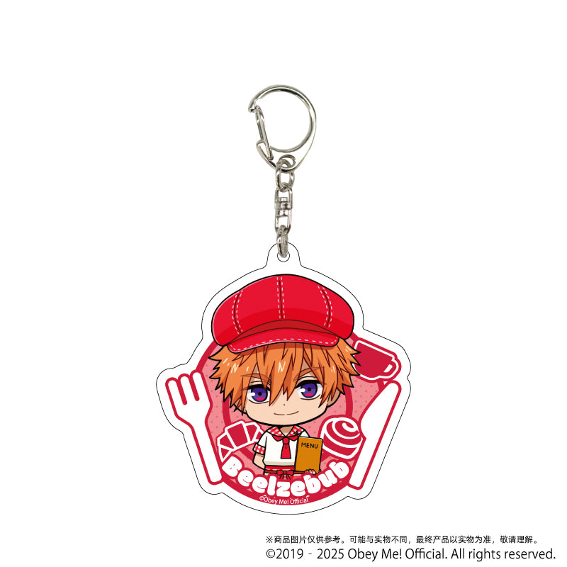 (1BOX=7)(Goods - Key Chain) Acrylic Key Chain Obey Me! 10 / Cafe ver. Complete BOX (7 Types Total)(Chibi Art)