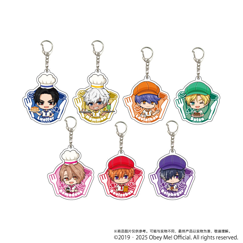 (1BOX=7)(Goods - Key Chain) Acrylic Key Chain Obey Me! 10 / Cafe ver. Complete BOX (7 Types Total)(Chibi Art)