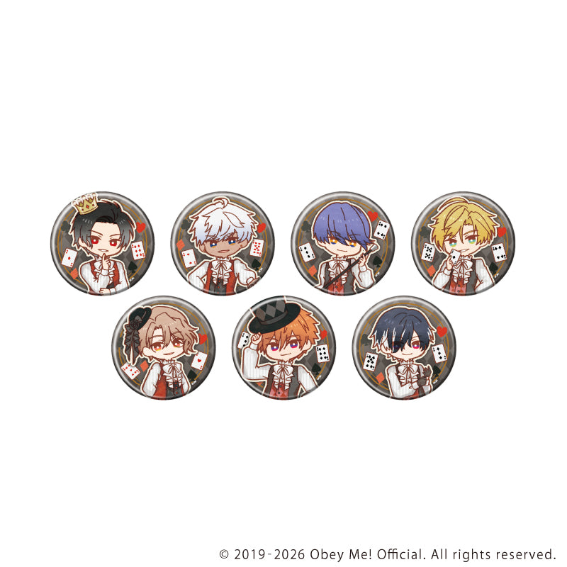 (1BOX=7)(Goods - Badge) Obey Me! Nightbringer Button Badge 49 Playing Cards Ver. (Retro Art)