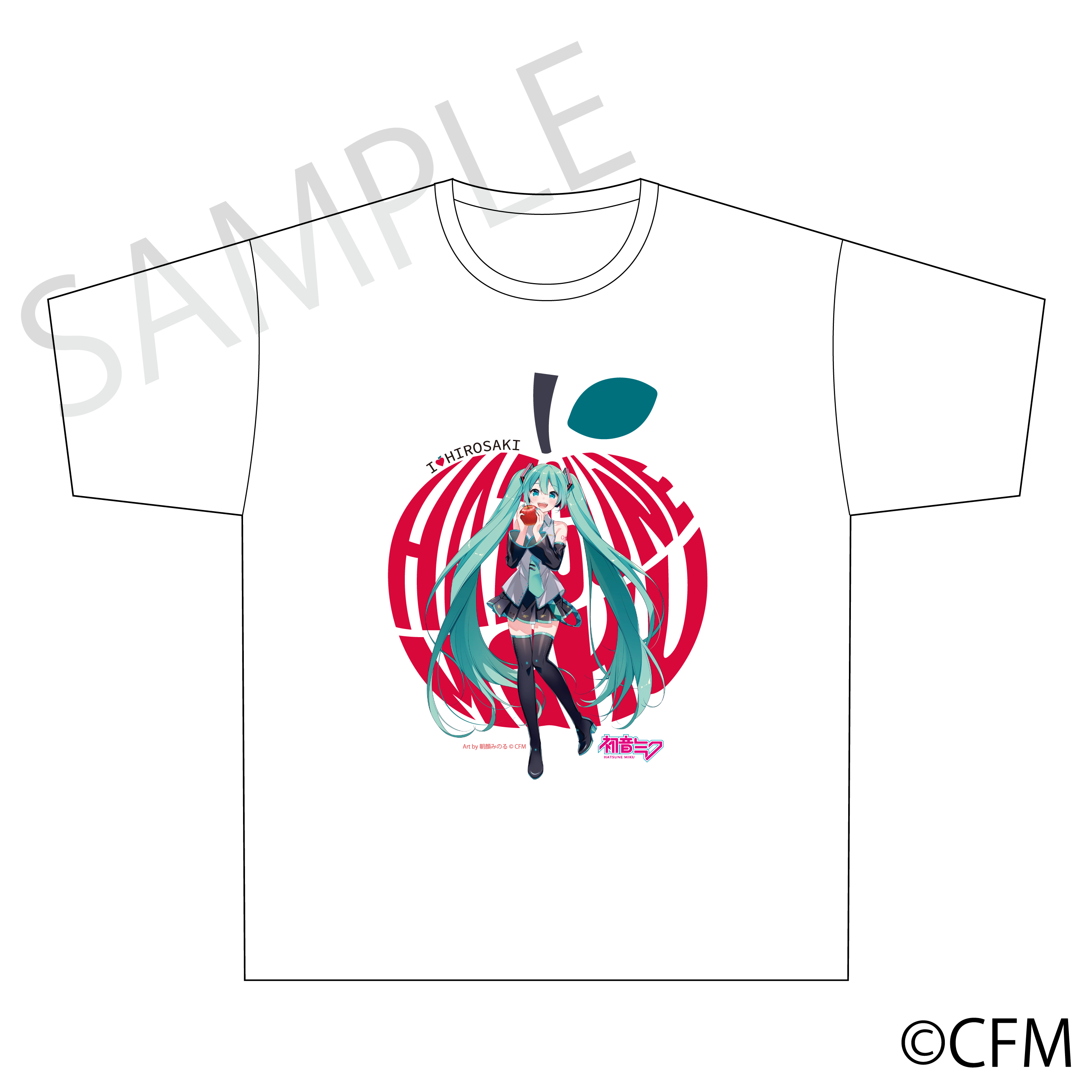 (Goods - Shirt)Hatsune Miku × Hirosaki Apple T-Shirt Size M - Art by Asagao Minoru