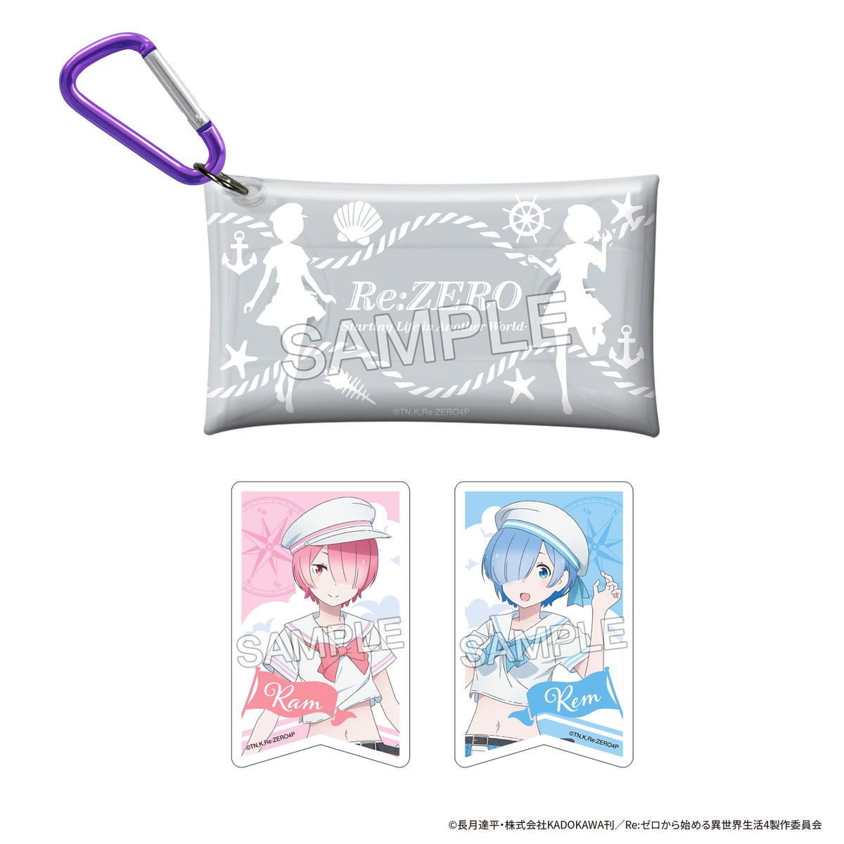 (Goods - Pouch) Re:ZERO -Starting Life in Another World- Multipurpose Case with Stickers Sailor Ver. - Ram & Rem