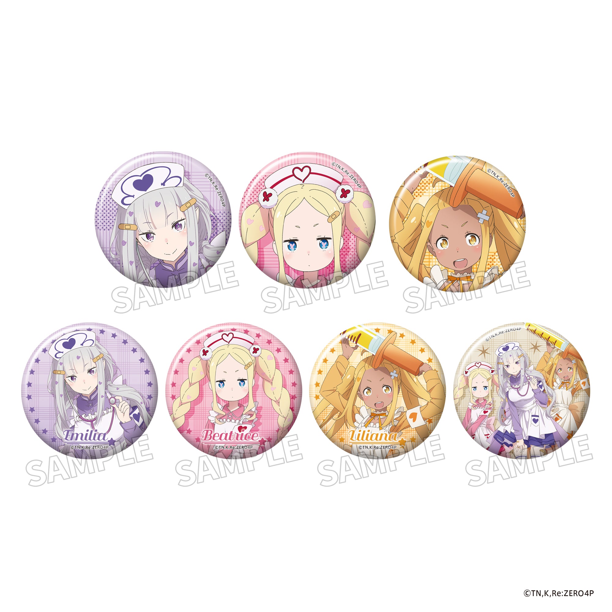 (1BOX=7)(Goods - Badge) "Re:ZERO -Starting Life in Another World-" Tradable Glimmering Tin Badge - Nurse Maid Costume Ver. PACK