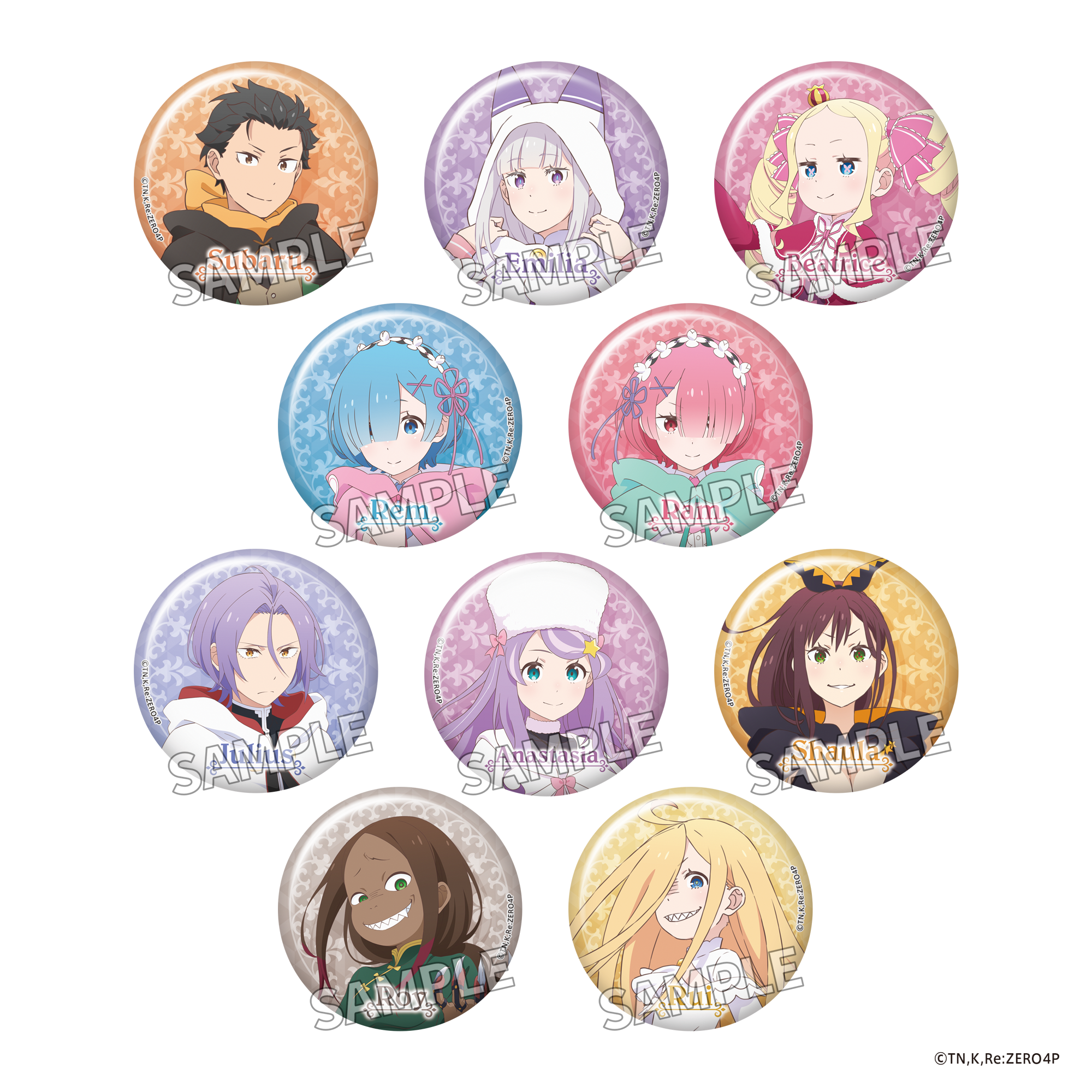 (1BOX=10)(Goods - Badge) "Re:ZERO -Starting Life in Another World-" 4th season Tradable Sparkly Tin Badge PACK