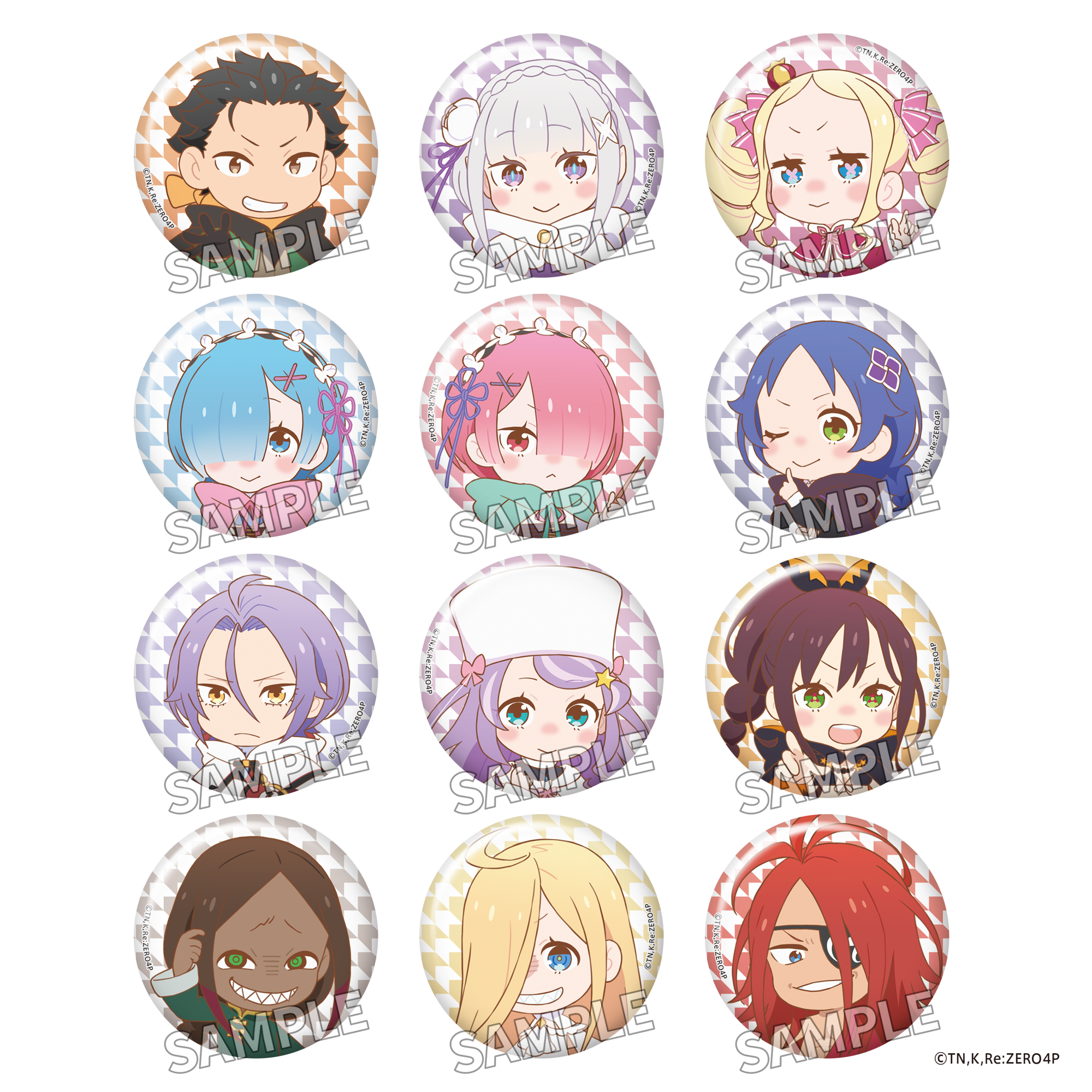 (1BOX=12)(Goods - Badge) "Re:ZERO -Starting Life in Another World-" 4th season Tradable Mini-Character Sparkly Tin Badge PACK