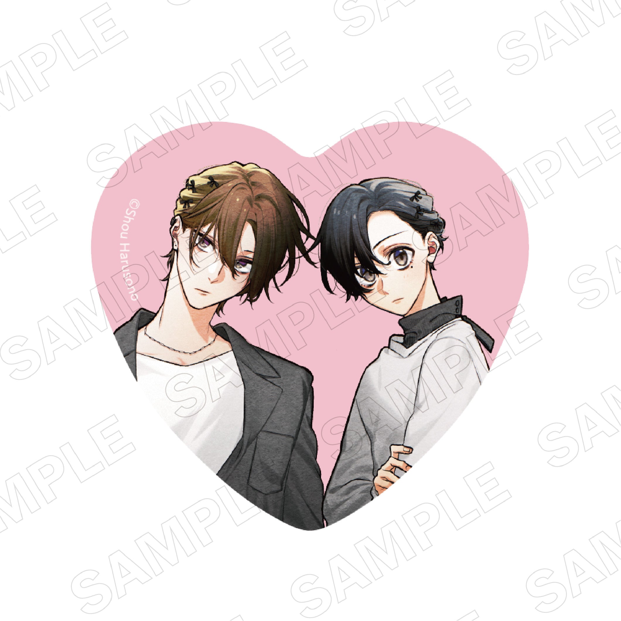 (Goods - Badge) Sasaki and Miyano BLACK & PINK ver. Heart-shaped Tin Badge Set