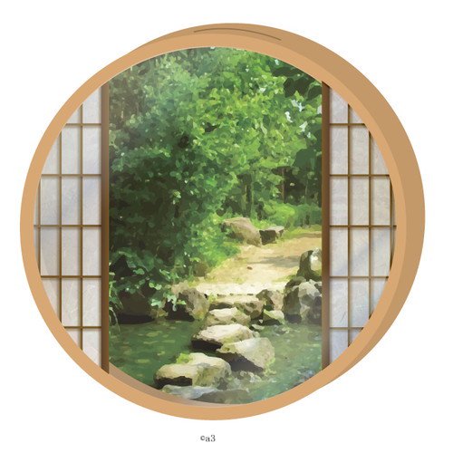 (Goods - Key Chain Cover) Round Character Frame 01 - Tradition Japanese Window