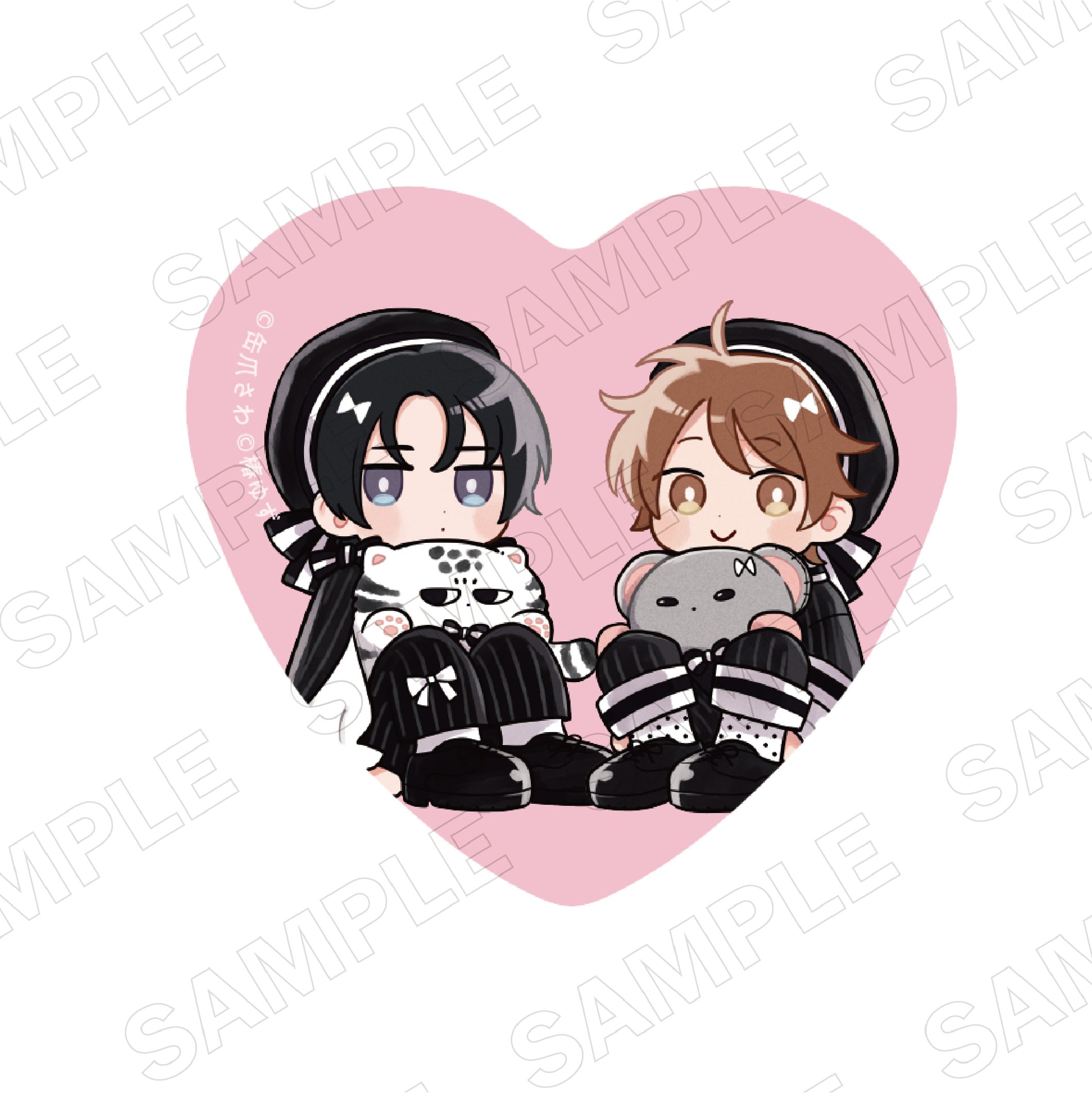 (Goods - Badge) Minato's Laundromat BLACK & PINK ver. Heart-shaped Tin Badge Set