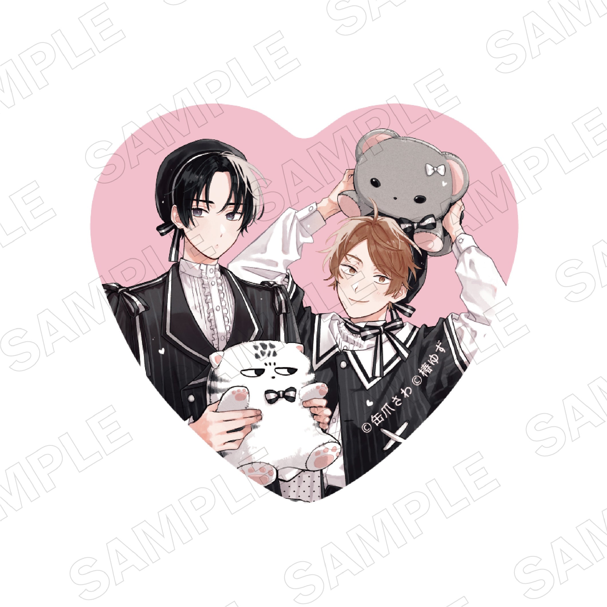 (Goods - Badge) Minato's Laundromat BLACK & PINK ver. Heart-shaped Tin Badge Set