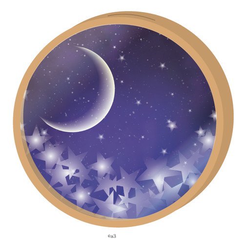 (Goods - Key Chain Cover) Round Character Frame 05 - Night Sky