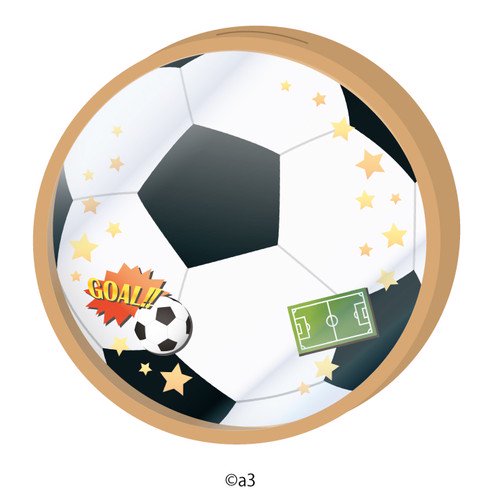 (Goods - Key Chain Cover) Round Character Frame 15 - Soccer Ball