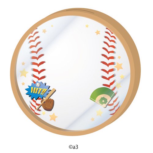 (Goods - Key Chain Cover) Round Character Frame 16 - Baseball