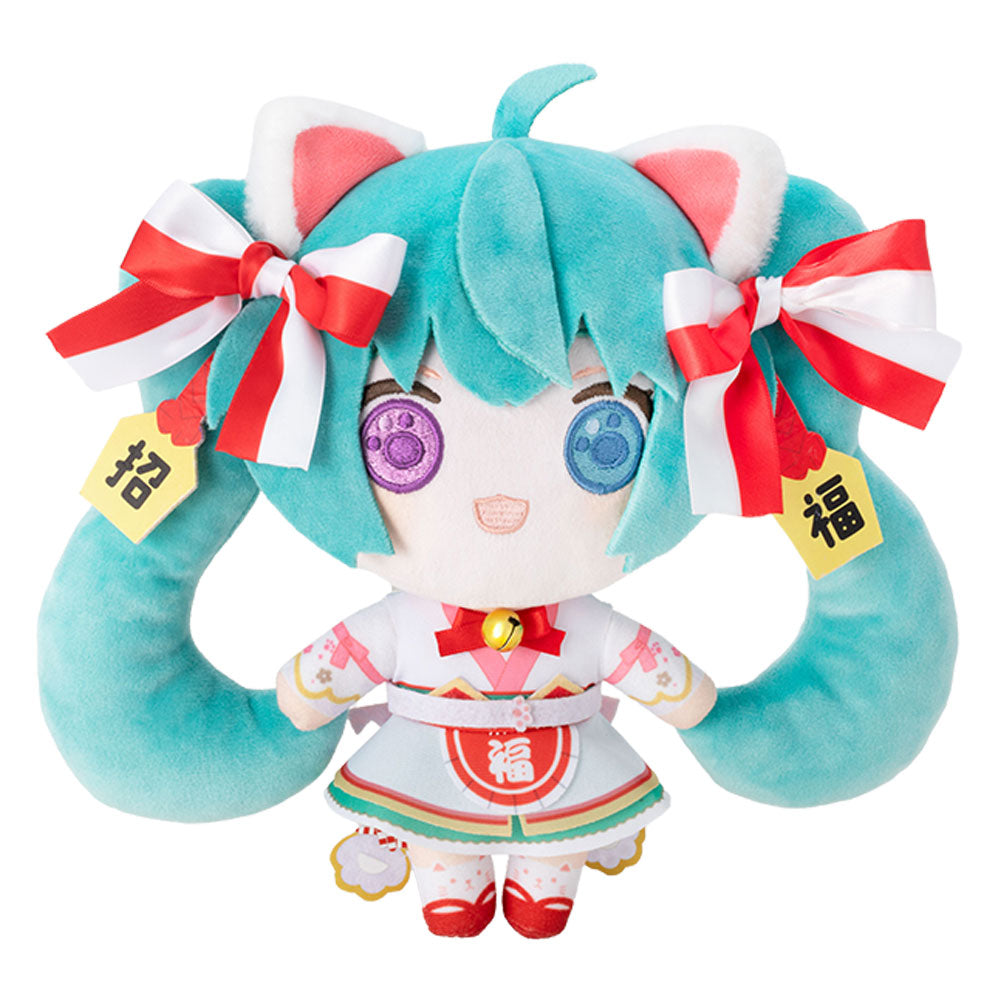 (Goods - Plush) Hatsune Miku x Lucky Cat Hatsune Miku White Cat Plush Standard Art by Rassu