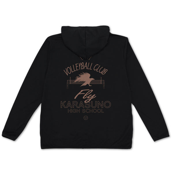(Goods - Outerwear) Haikyu!! Karasuno High Volleyball Club Light Quick-Dry Hoodie - BLACK