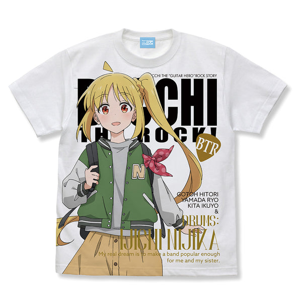 (Goods - Shirt) Bocchi the Rock! Exclusive Art Nijika Ijichi Full Graphic T-Shirt Street Fashion Ver. - WHITE