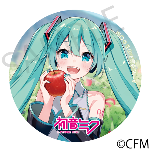 (Goods - Badge) Hatsune Miku × Hirosaki Apple - Tin Badge - Closeup - Hirosaki - Art by Asagao Minoru