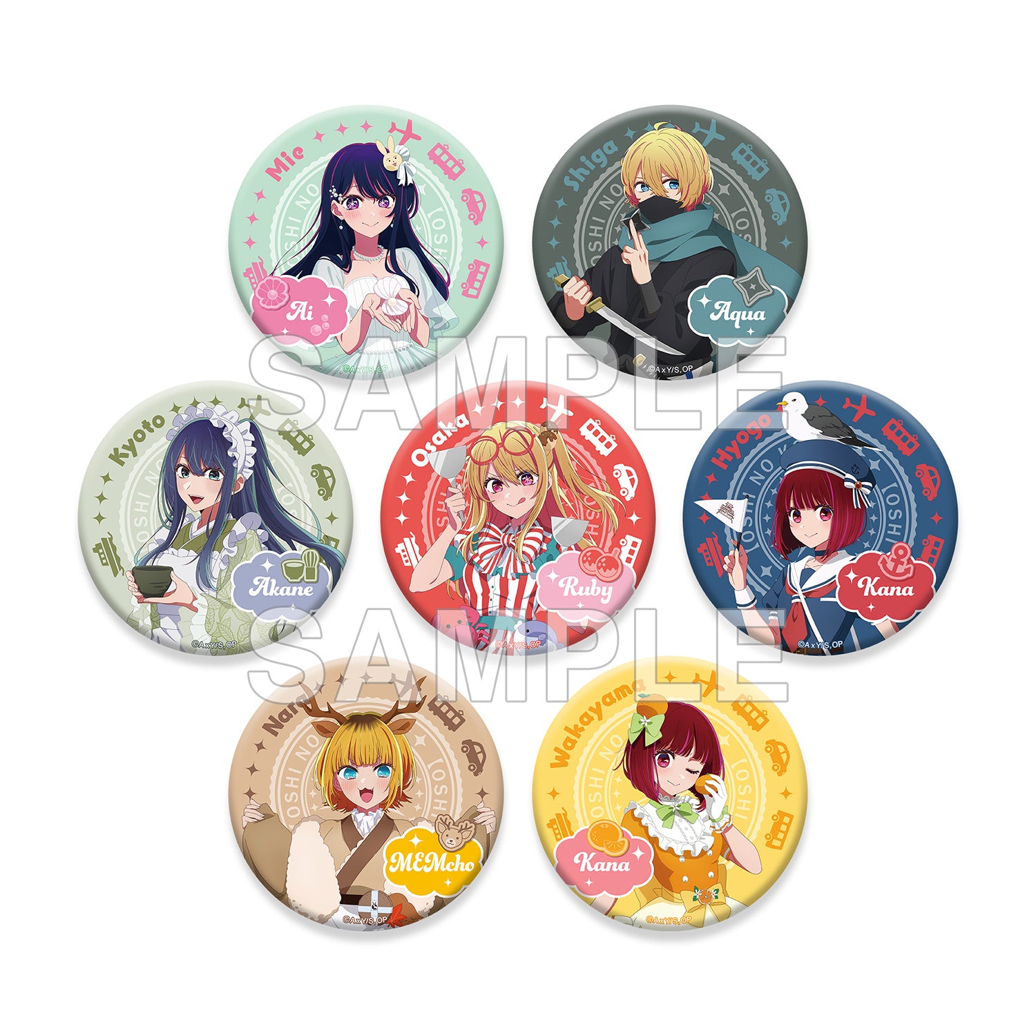(1BOX=7)(Goods - Badge) 【OSHI NO KO】[47 TODOFUKEN NO KO] Tradable Tin Badges Kinki Area PACK