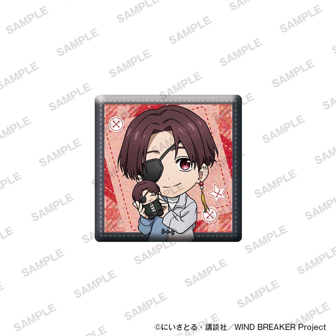 (Goods - Badge) TV Anime WIND BREAKER Holographic Square Tin Badge Together with Plushies Ver. - Hayato Suo