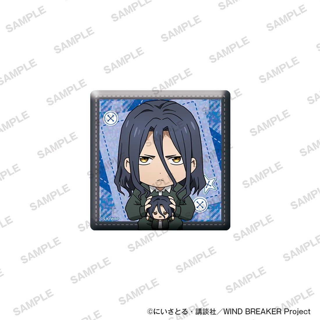 (Goods - Badge) TV Anime WIND BREAKER Holographic Square Tin Badge Together with Plushies Ver. - Kyotaro Sugishita