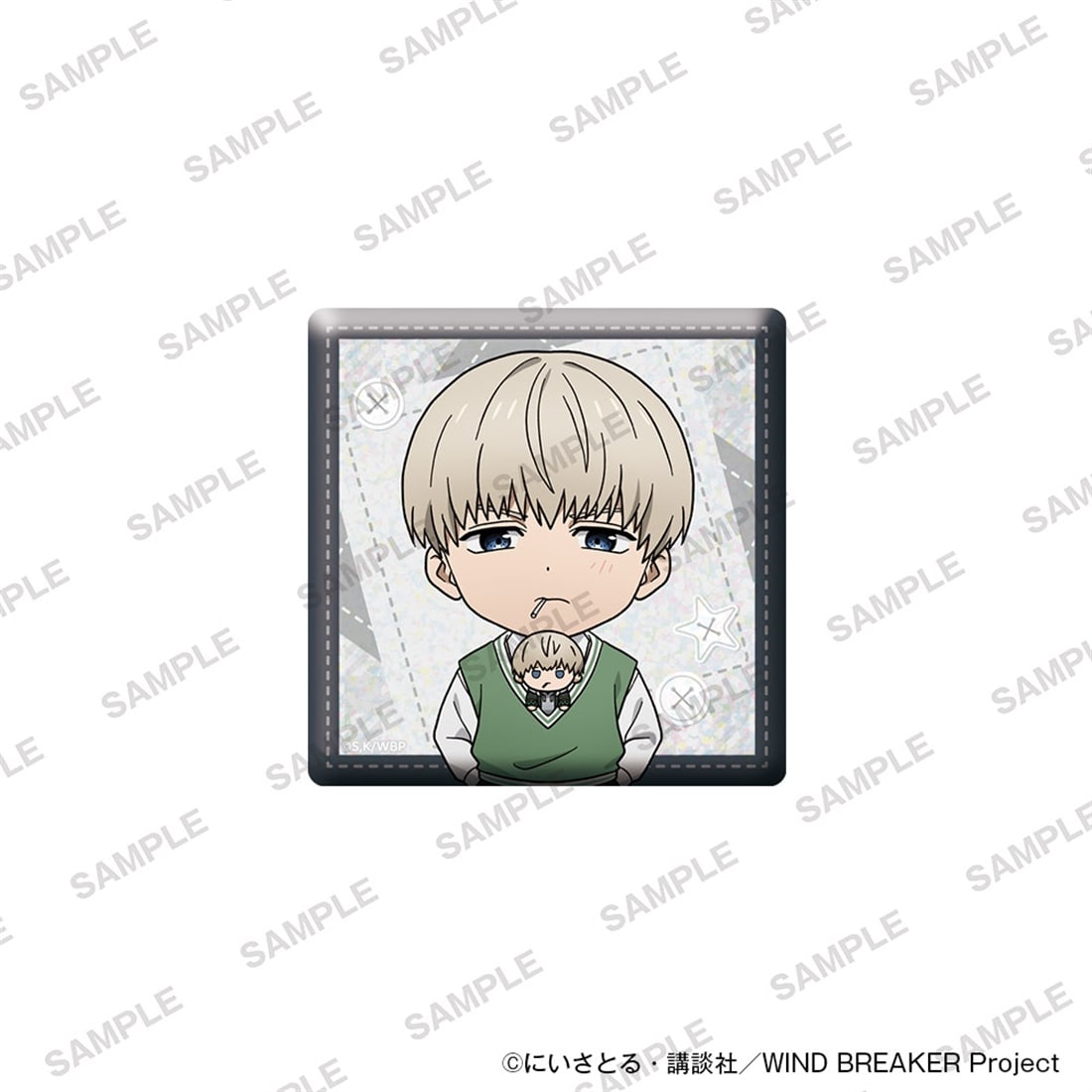 (Goods - Badge) TV Anime WIND BREAKER Holographic Square Tin Badge Together with Plushies Ver. - Ren Kaji