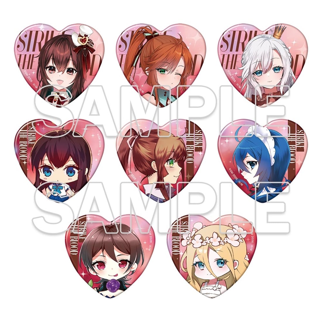 [※Blind](1BOX=3)(Goods - Badge) Strike the Blood Tradable Heart-shaped Tin Badge - Chocolate Ver.