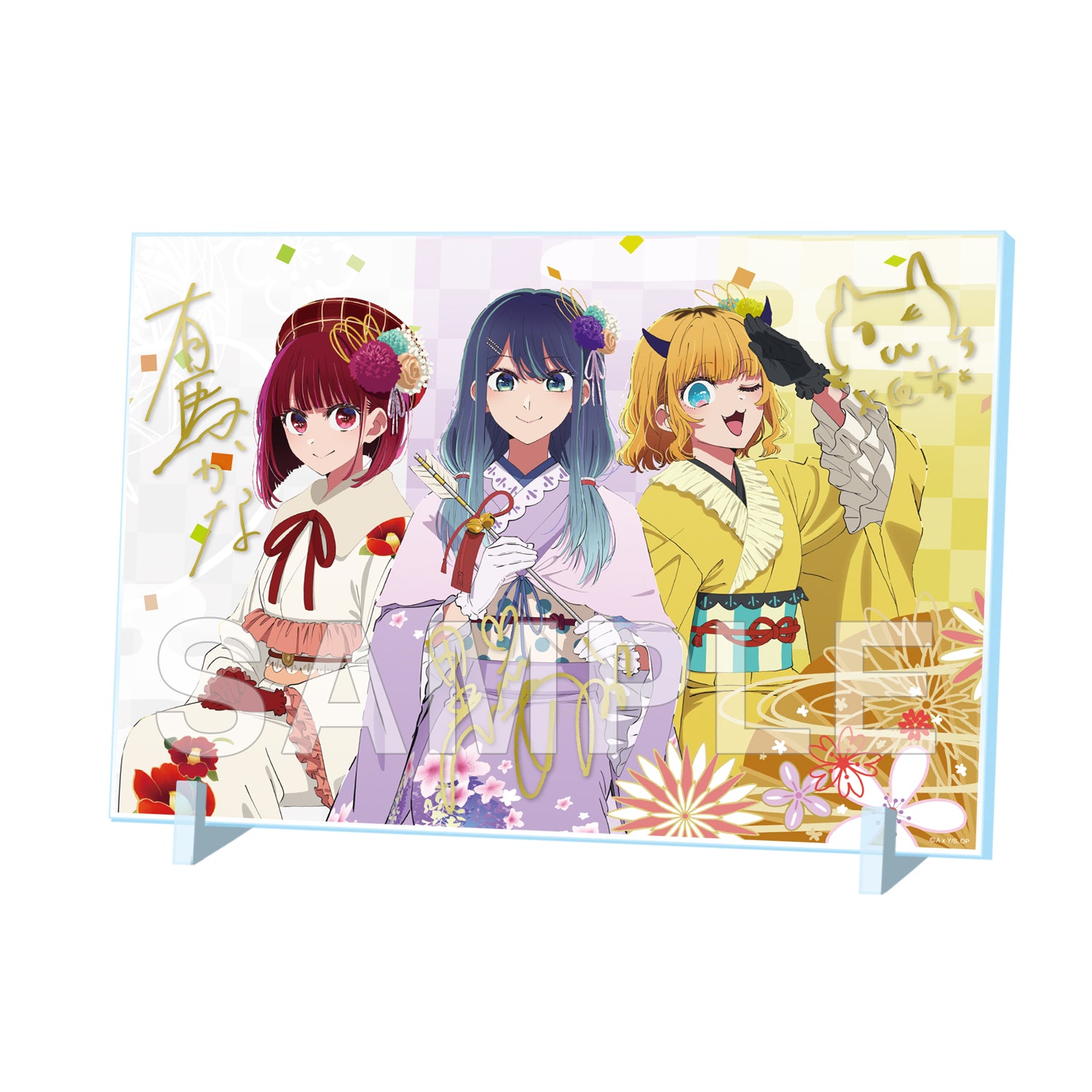 (Goods - Acrylic Stand) 【OSHI NO KO】 Acrylic Panel w/ Foil-stamped Signature - Kana Arima & Akane Kurokawa & MEMcho New Year 2026 ver.