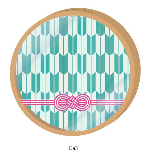 (Goods - Key Chain Cover) Round Character Frame 32 - Traditional Arrow Fletching Pattern (Pale Blue)